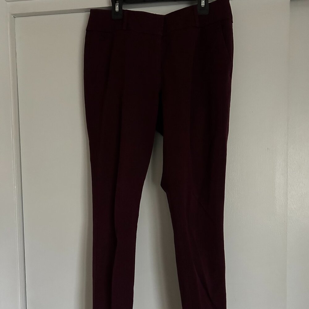 Ann Taylor Loft Julie Skinny Burgundy Dress Pants